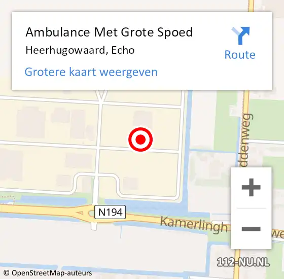 Locatie op kaart van de 112 melding: Ambulance Met Grote Spoed Naar Heerhugowaard, Echo op 12 augustus 2024 14:42