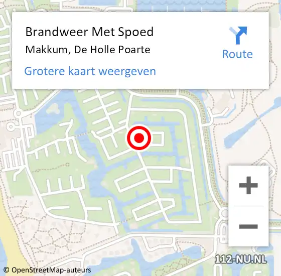 Locatie op kaart van de 112 melding: Brandweer Met Spoed Naar Makkum, De Holle Poarte op 12 augustus 2024 14:59