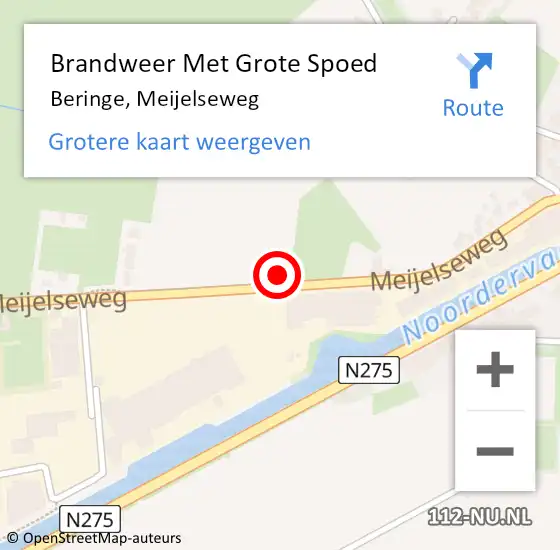 Locatie op kaart van de 112 melding: Brandweer Met Grote Spoed Naar Beringe, Meijelseweg op 12 augustus 2024 14:59