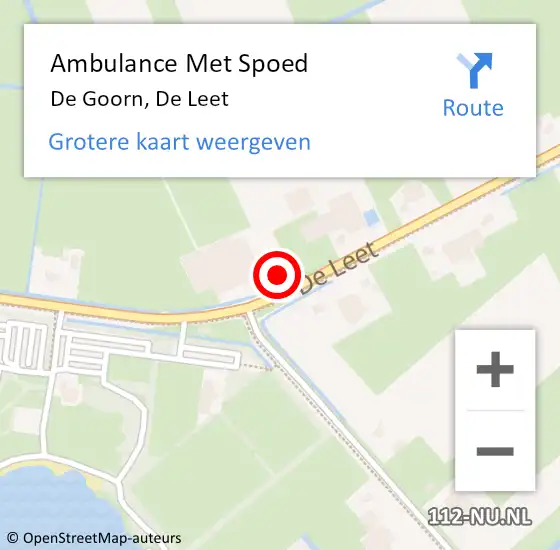 Locatie op kaart van de 112 melding: Ambulance Met Spoed Naar De Goorn, De Leet op 12 augustus 2024 15:05