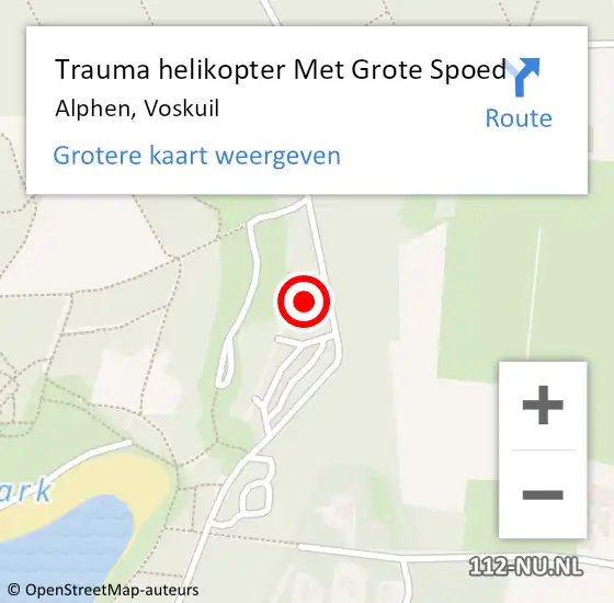 Locatie op kaart van de 112 melding: Trauma helikopter Met Grote Spoed Naar Alphen, Voskuil op 12 augustus 2024 15:31