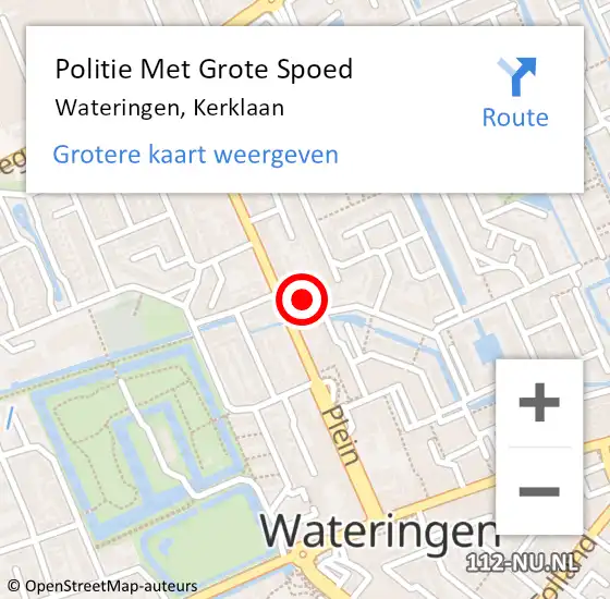 Locatie op kaart van de 112 melding: Politie Met Grote Spoed Naar Wateringen, Kerklaan op 12 augustus 2024 15:35