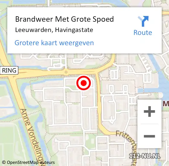 Locatie op kaart van de 112 melding: Brandweer Met Grote Spoed Naar Leeuwarden, Havingastate op 12 augustus 2024 15:38