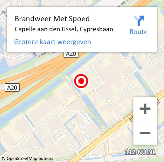 Locatie op kaart van de 112 melding: Brandweer Met Spoed Naar Capelle aan den IJssel, Cypresbaan op 12 augustus 2024 15:47