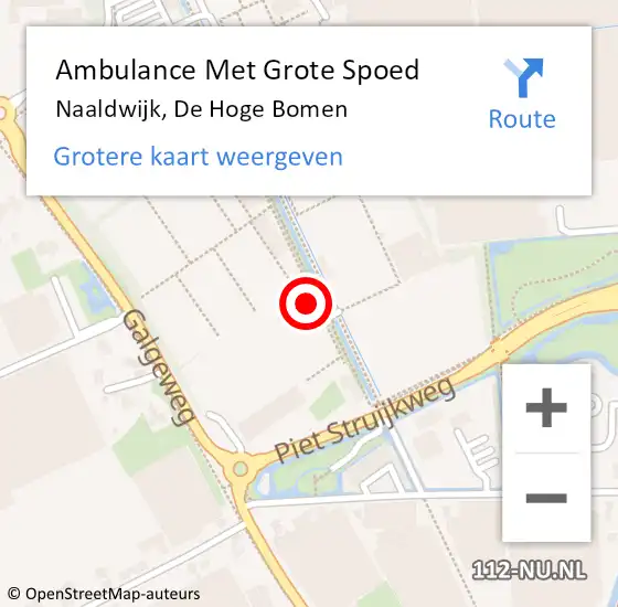 Locatie op kaart van de 112 melding: Ambulance Met Grote Spoed Naar Naaldwijk, De Hoge Bomen op 12 augustus 2024 15:49