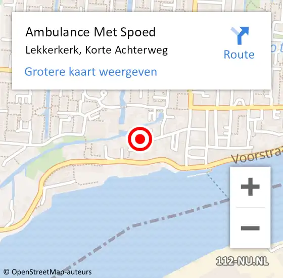 Locatie op kaart van de 112 melding: Ambulance Met Spoed Naar Lekkerkerk, Korte Achterweg op 12 augustus 2024 15:50