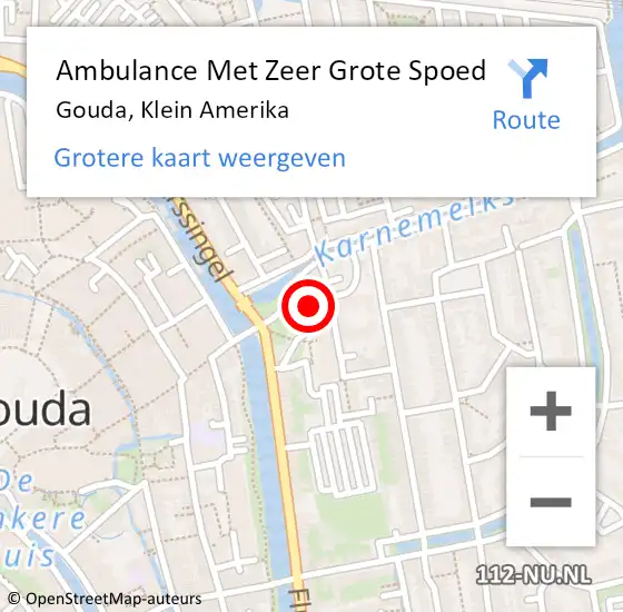 Locatie op kaart van de 112 melding: Ambulance Met Zeer Grote Spoed Naar Gouda, Klein Amerika op 12 augustus 2024 15:56