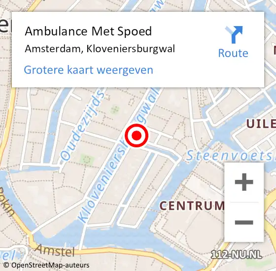 Locatie op kaart van de 112 melding: Ambulance Met Spoed Naar Amsterdam, Kloveniersburgwal op 12 augustus 2024 16:01