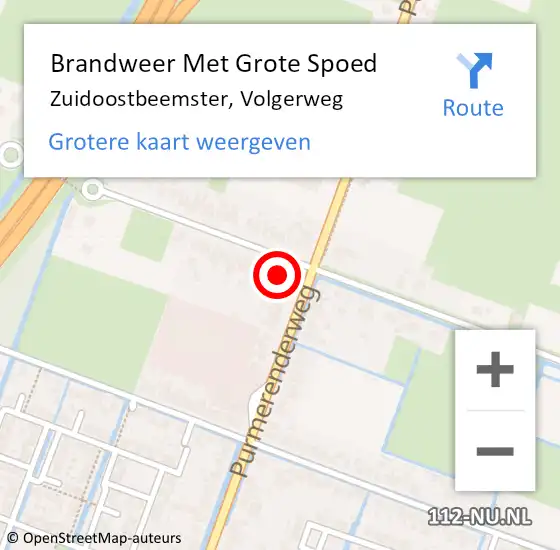 Locatie op kaart van de 112 melding: Brandweer Met Grote Spoed Naar Zuidoostbeemster, Volgerweg op 12 augustus 2024 16:06