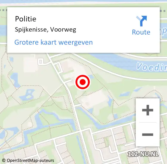 Locatie op kaart van de 112 melding: Politie Spijkenisse, Voorweg op 12 augustus 2024 16:08