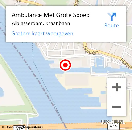 Locatie op kaart van de 112 melding: Ambulance Met Grote Spoed Naar Alblasserdam, Kraanbaan op 12 augustus 2024 16:22