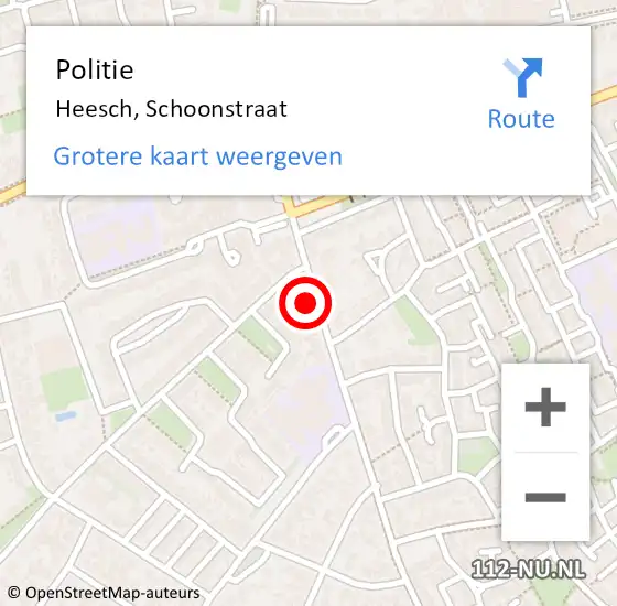 Locatie op kaart van de 112 melding: Politie Heesch, Schoonstraat op 12 augustus 2024 16:31