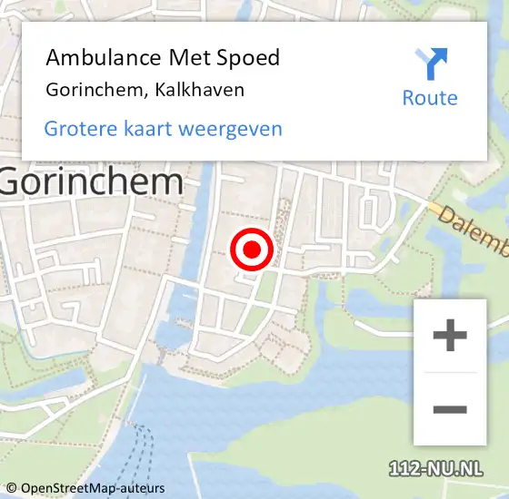 Locatie op kaart van de 112 melding: Ambulance Met Spoed Naar Gorinchem, Kalkhaven op 12 augustus 2024 16:36