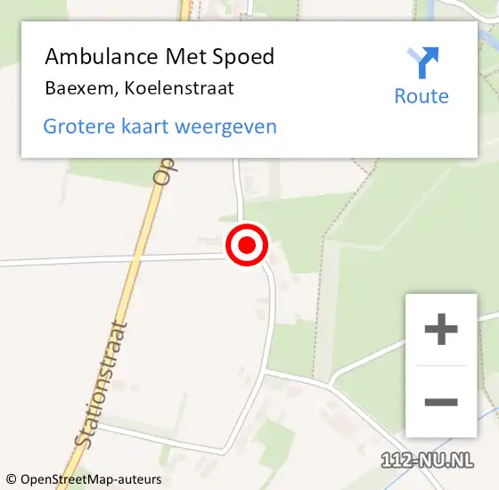 Locatie op kaart van de 112 melding: Ambulance Met Spoed Naar Baexem, Koelenstraat op 12 augustus 2024 16:39