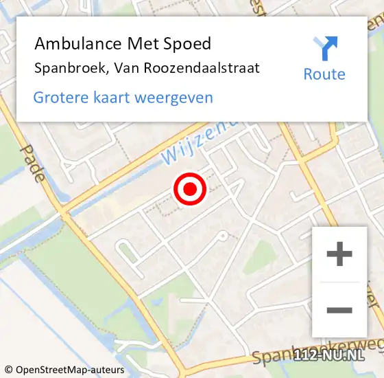 Locatie op kaart van de 112 melding: Ambulance Met Spoed Naar Spanbroek, Van Roozendaalstraat op 12 augustus 2024 16:44