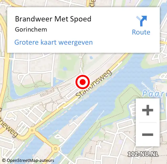 Locatie op kaart van de 112 melding: Brandweer Met Spoed Naar Gorinchem op 12 augustus 2024 16:47