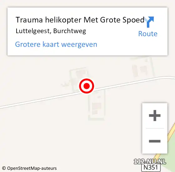 Locatie op kaart van de 112 melding: Trauma helikopter Met Grote Spoed Naar Luttelgeest, Burchtweg op 12 augustus 2024 16:49