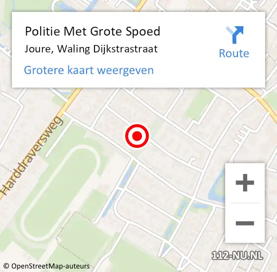 Locatie op kaart van de 112 melding: Politie Met Grote Spoed Naar Joure, Waling Dijkstrastraat op 12 augustus 2024 17:00