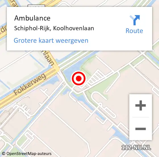 Locatie op kaart van de 112 melding: Ambulance Rijswijk, Koolhovenlaan op 12 augustus 2024 17:02