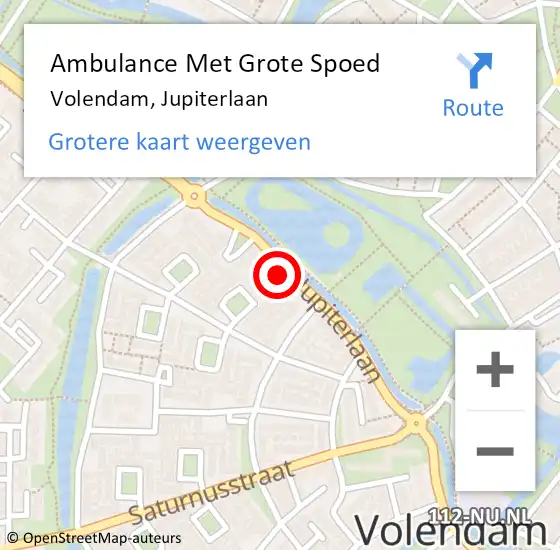 Locatie op kaart van de 112 melding: Ambulance Met Grote Spoed Naar Volendam, Jupiterlaan op 12 augustus 2024 17:05