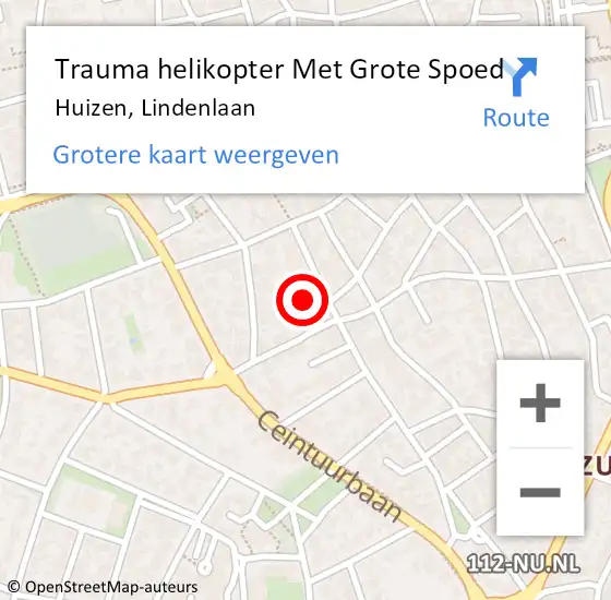 Locatie op kaart van de 112 melding: Trauma helikopter Met Grote Spoed Naar Huizen, Lindenlaan op 12 augustus 2024 17:05