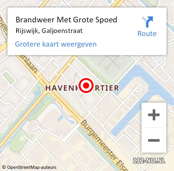 Locatie op kaart van de 112 melding: Brandweer Met Grote Spoed Naar Rijswijk, Galjoenstraat op 12 augustus 2024 17:17