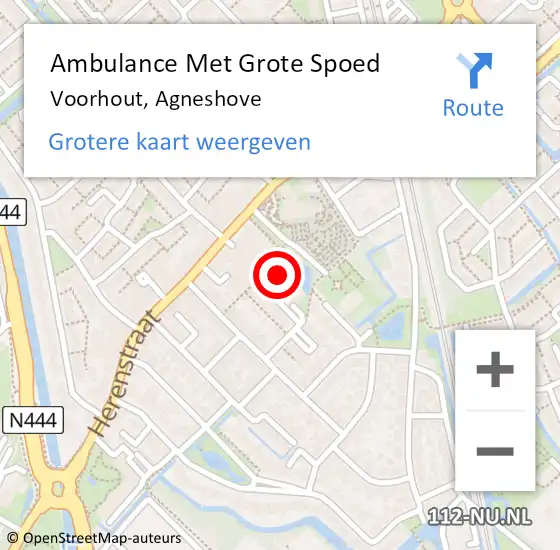 Locatie op kaart van de 112 melding: Ambulance Met Grote Spoed Naar Voorhout, Agneshove op 12 augustus 2024 17:17