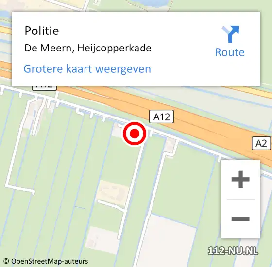 Locatie op kaart van de 112 melding: Politie De Meern, Heijcopperkade op 12 augustus 2024 17:18