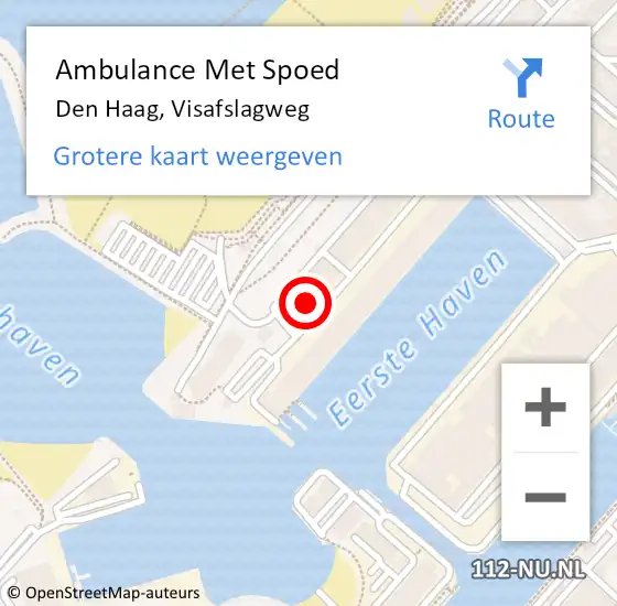 Locatie op kaart van de 112 melding: Ambulance Met Spoed Naar Den Haag, Visafslagweg op 12 augustus 2024 17:23