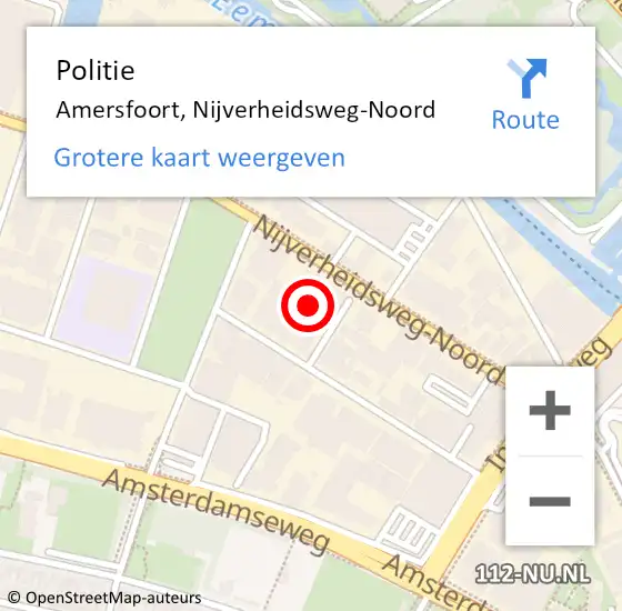 Locatie op kaart van de 112 melding: Politie Amersfoort, Nijverheidsweg-Noord op 12 augustus 2024 17:26