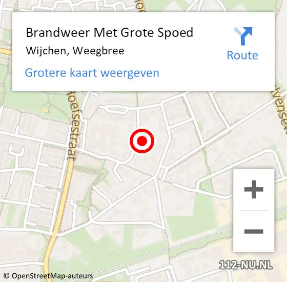 Locatie op kaart van de 112 melding: Brandweer Met Grote Spoed Naar Wijchen, Weegbree op 12 augustus 2024 17:32