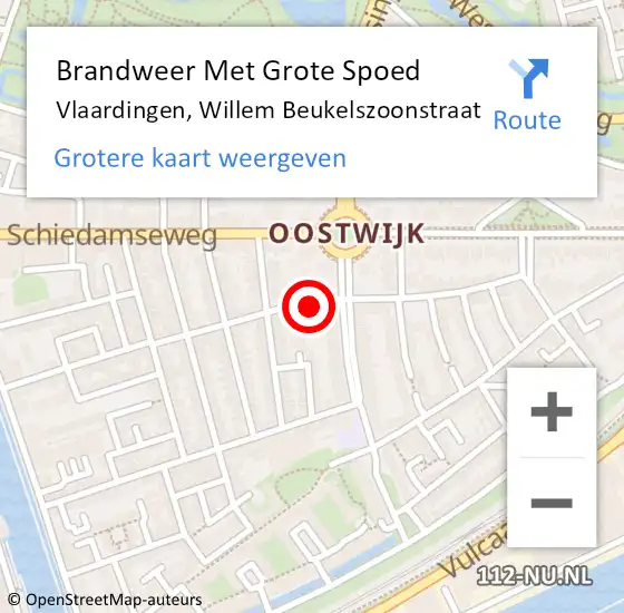 Locatie op kaart van de 112 melding: Brandweer Met Grote Spoed Naar Vlaardingen, Willem Beukelszoonstraat op 12 augustus 2024 17:52