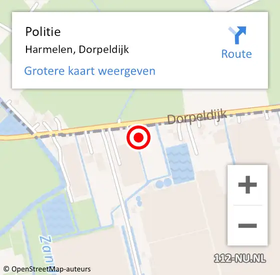 Locatie op kaart van de 112 melding: Politie Harmelen, Dorpeldijk op 12 augustus 2024 17:56