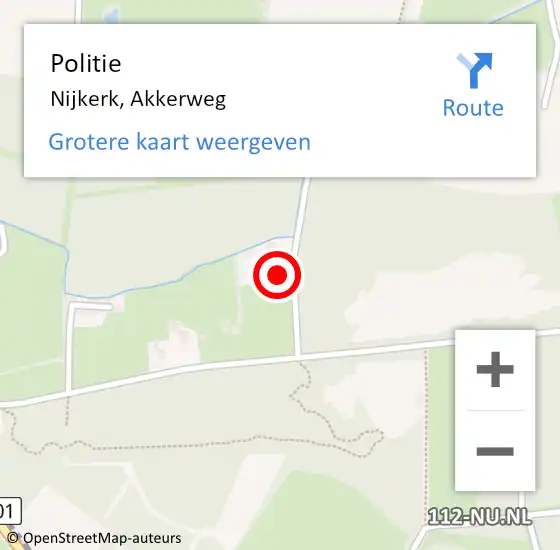 Locatie op kaart van de 112 melding: Politie Nijkerk, Akkerweg op 12 augustus 2024 18:14