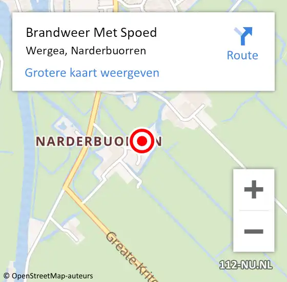 Locatie op kaart van de 112 melding: Brandweer Met Spoed Naar Wergea, Narderbuorren op 12 augustus 2024 18:14