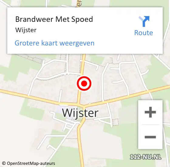 Locatie op kaart van de 112 melding: Brandweer Met Spoed Naar Wijster op 12 augustus 2024 18:20