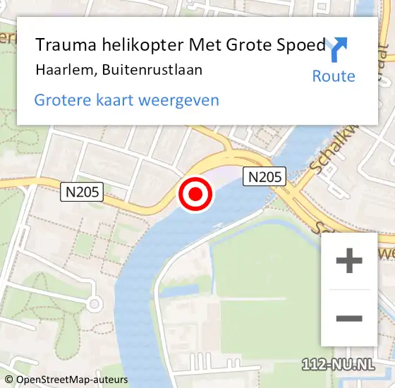 Locatie op kaart van de 112 melding: Trauma helikopter Met Grote Spoed Naar Haarlem, Buitenrustlaan op 12 augustus 2024 18:29