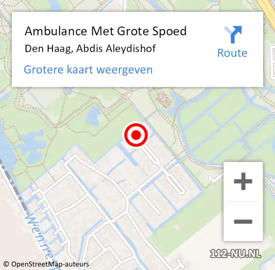 Locatie op kaart van de 112 melding: Ambulance Met Grote Spoed Naar Den Haag, Abdis Aleydishof op 12 augustus 2024 18:30