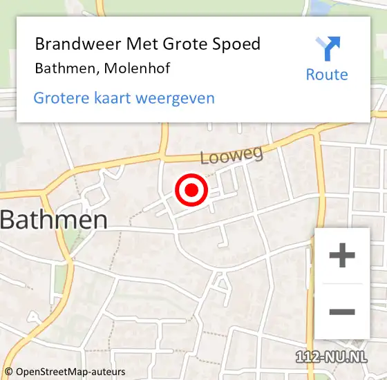 Locatie op kaart van de 112 melding: Brandweer Met Grote Spoed Naar Bathmen, Molenhof op 12 augustus 2024 18:36