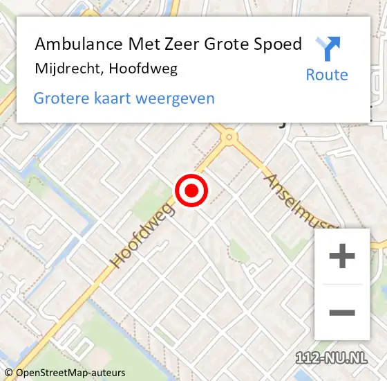 Locatie op kaart van de 112 melding: Ambulance Met Zeer Grote Spoed Naar Mijdrecht, Hoofdweg op 12 augustus 2024 18:42