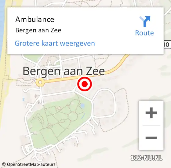 Locatie op kaart van de 112 melding: Ambulance Bergen aan Zee op 12 augustus 2024 18:43