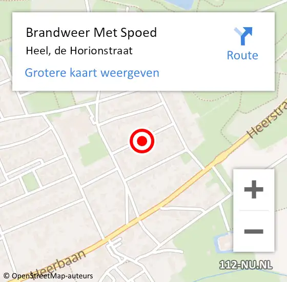 Locatie op kaart van de 112 melding: Brandweer Met Spoed Naar Heel, de Horionstraat op 12 augustus 2024 18:50