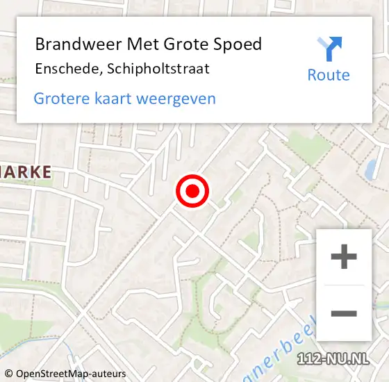 Locatie op kaart van de 112 melding: Brandweer Met Grote Spoed Naar Enschede, Schipholtstraat op 12 augustus 2024 18:51