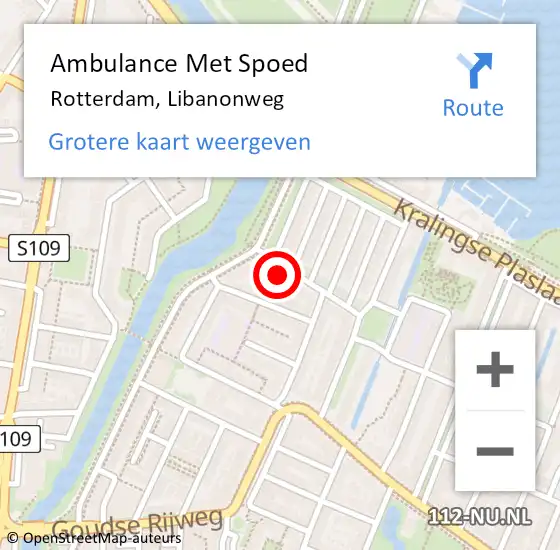 Locatie op kaart van de 112 melding: Ambulance Met Spoed Naar Rotterdam, Libanonweg op 12 augustus 2024 19:19