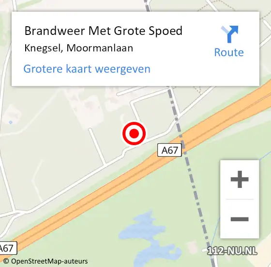 Locatie op kaart van de 112 melding: Brandweer Met Grote Spoed Naar Knegsel, Moormanlaan op 12 augustus 2024 19:29