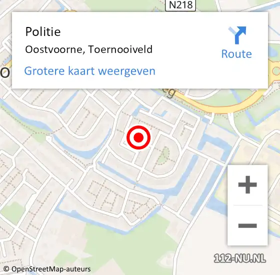 Locatie op kaart van de 112 melding: Politie Oostvoorne, Toernooiveld op 12 augustus 2024 19:30