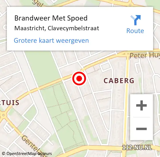 Locatie op kaart van de 112 melding: Brandweer Met Spoed Naar Maastricht, Clavecymbelstraat op 12 augustus 2024 19:34