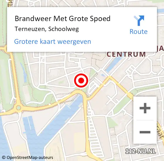 Locatie op kaart van de 112 melding: Brandweer Met Grote Spoed Naar Terneuzen, Schoolweg op 12 augustus 2024 19:38