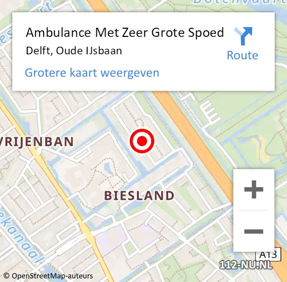 Locatie op kaart van de 112 melding: Ambulance Met Zeer Grote Spoed Naar Delft, Oude IJsbaan op 12 augustus 2024 19:41