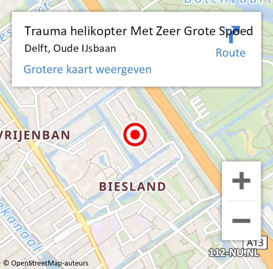 Locatie op kaart van de 112 melding: Trauma helikopter Met Zeer Grote Spoed Naar Delft, Oude IJsbaan op 12 augustus 2024 19:42